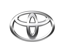 "The distinctive silver Toyota logo, signifying professional service and maintenance for Toyota cars and SUVs available at Justfix Automotive in Sunshine North."